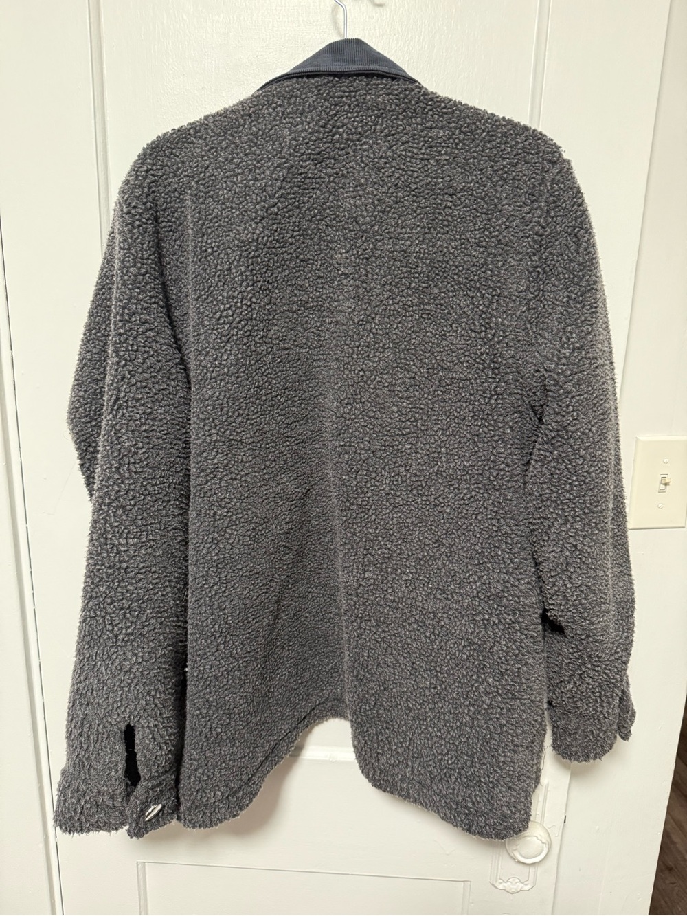 Women's Navy/Grey Sherpa Jacket - Cozy Layering Cardigan